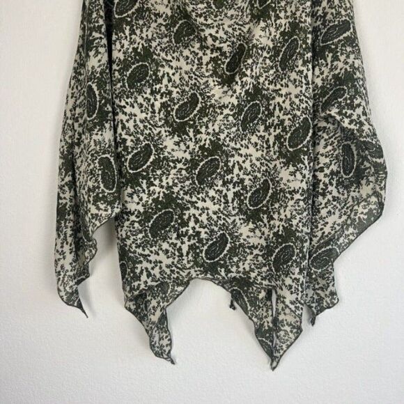 Vintage Magic Woman’s Tunic Paisley Green Bohemian Flared Sleeve Blouse Large - Picture 9 of 10